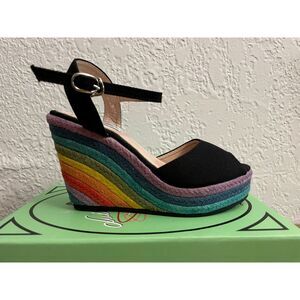 Collectif Lulu Hun Rainbow Sue wedge platform espadrille sandals UK5/EU38 new
